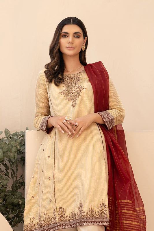 Ellena - 3-PC Stitched Organza Suit