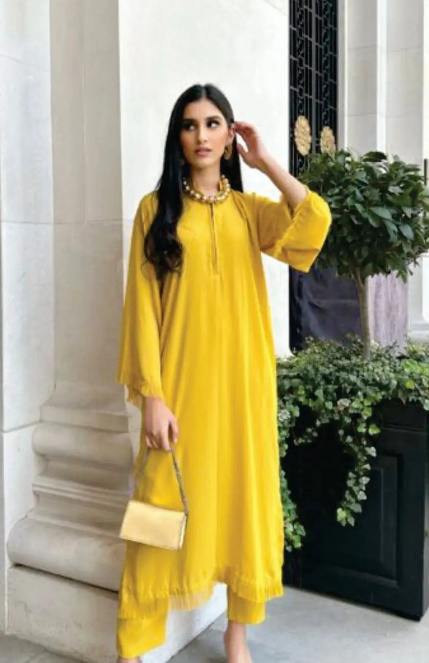 Picture of Manahils - Threaded Love Yellow. - Available at Raja Sahib