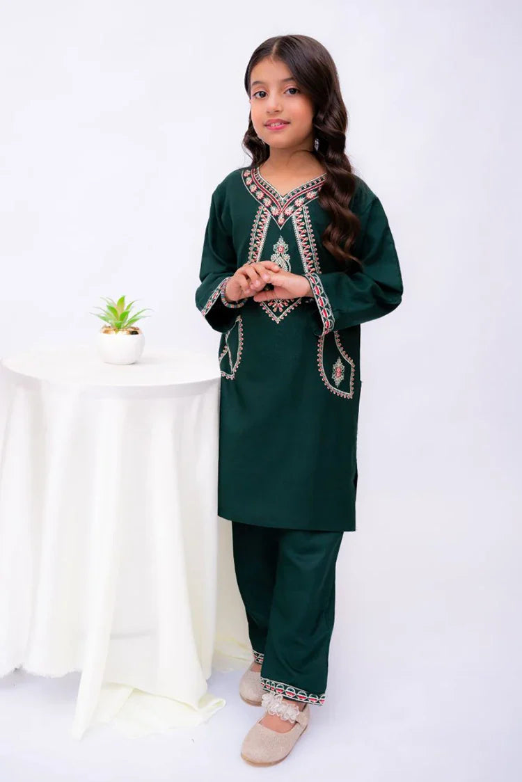 Picture of Khayat - Casual Kids Collection - 2 PC - Bottle Green - Lea - Available at Raja Sahib