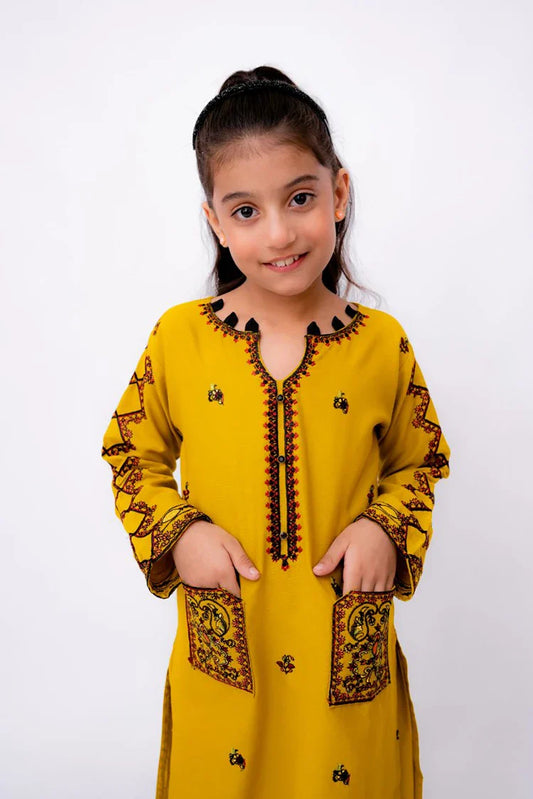 Picture of Khayat - Casual Kids Collection - 2 PC - Mustard - Ochre - Available at Raja Sahib