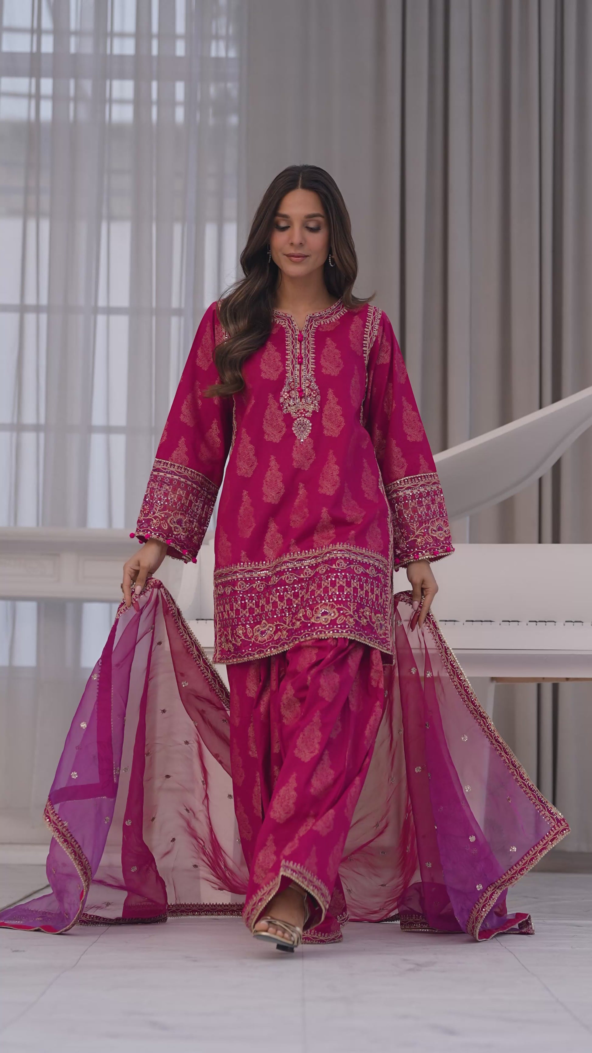 Ellena - 3-PC Stitched Embroidered Suit