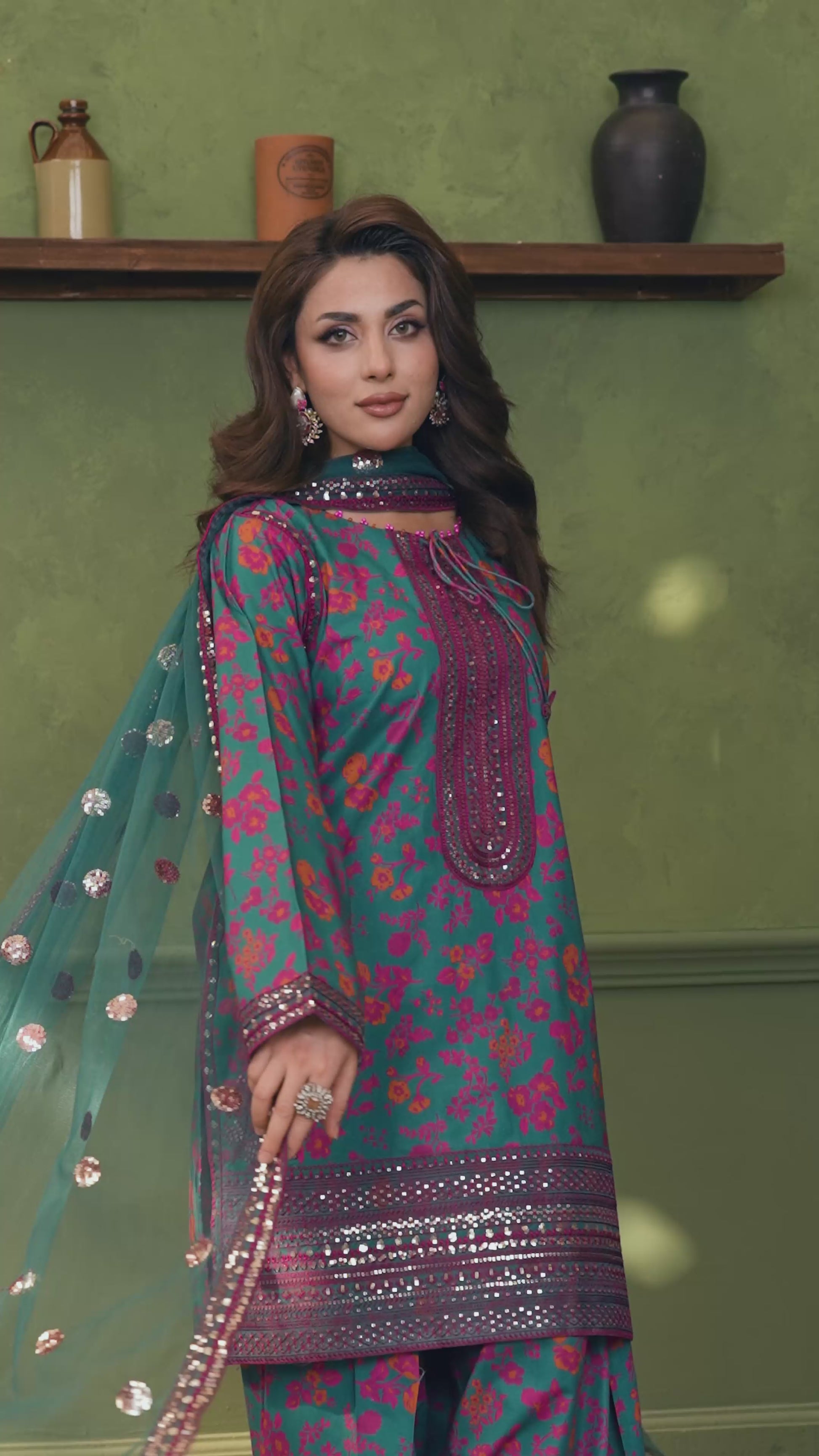 Ellena - 3-PC Stitched Embroidered Suit