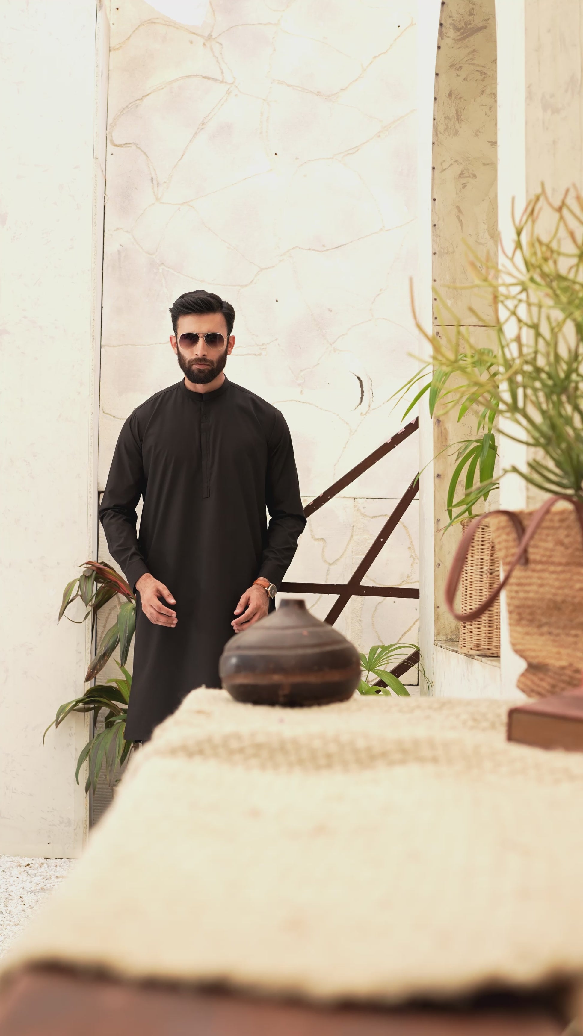 Black Pearl - Wash & Wear | Dark Brown Ban Shalwar Kameez