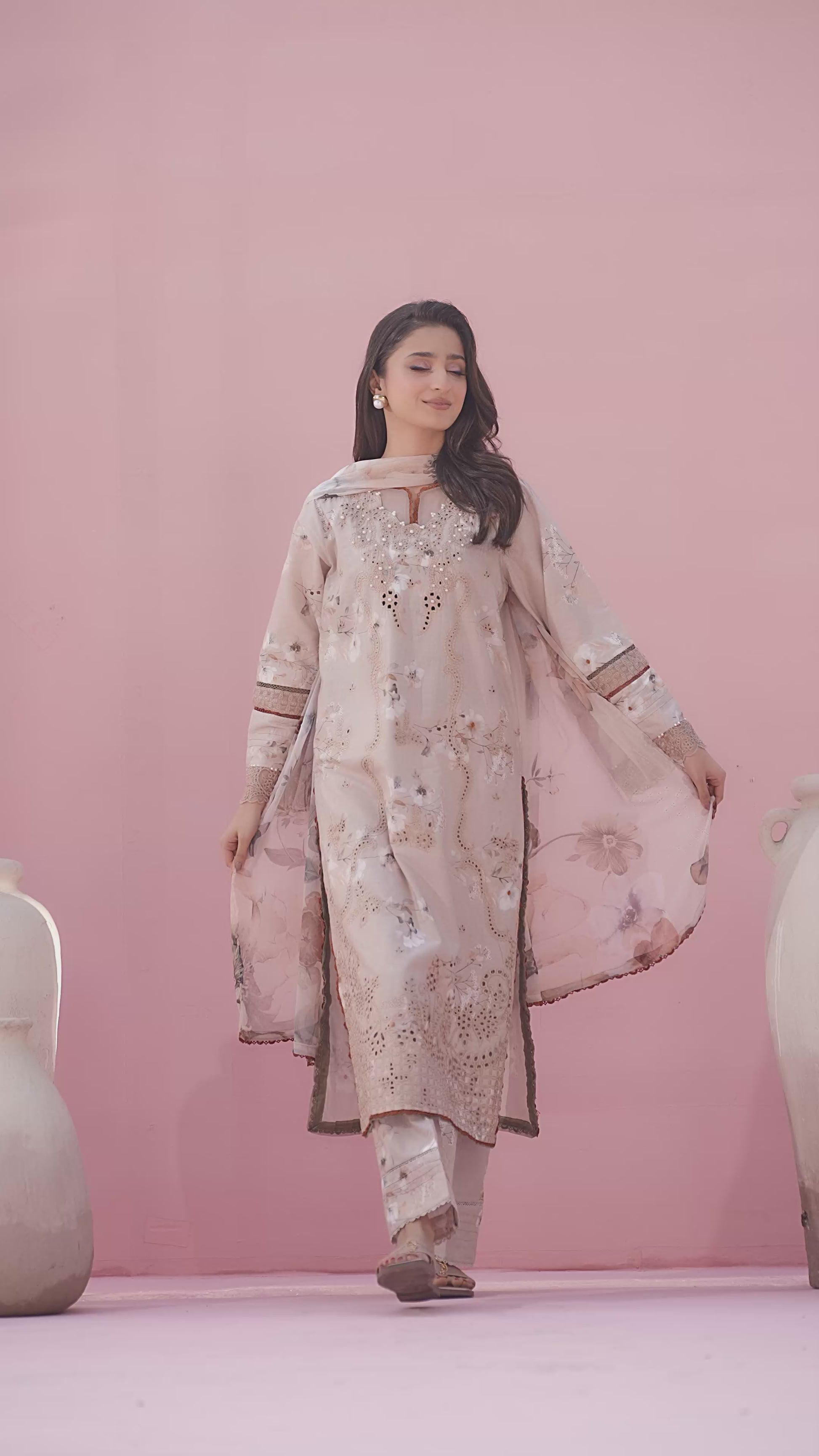 Ellena - 3-PC Stitched Embroidered Suit