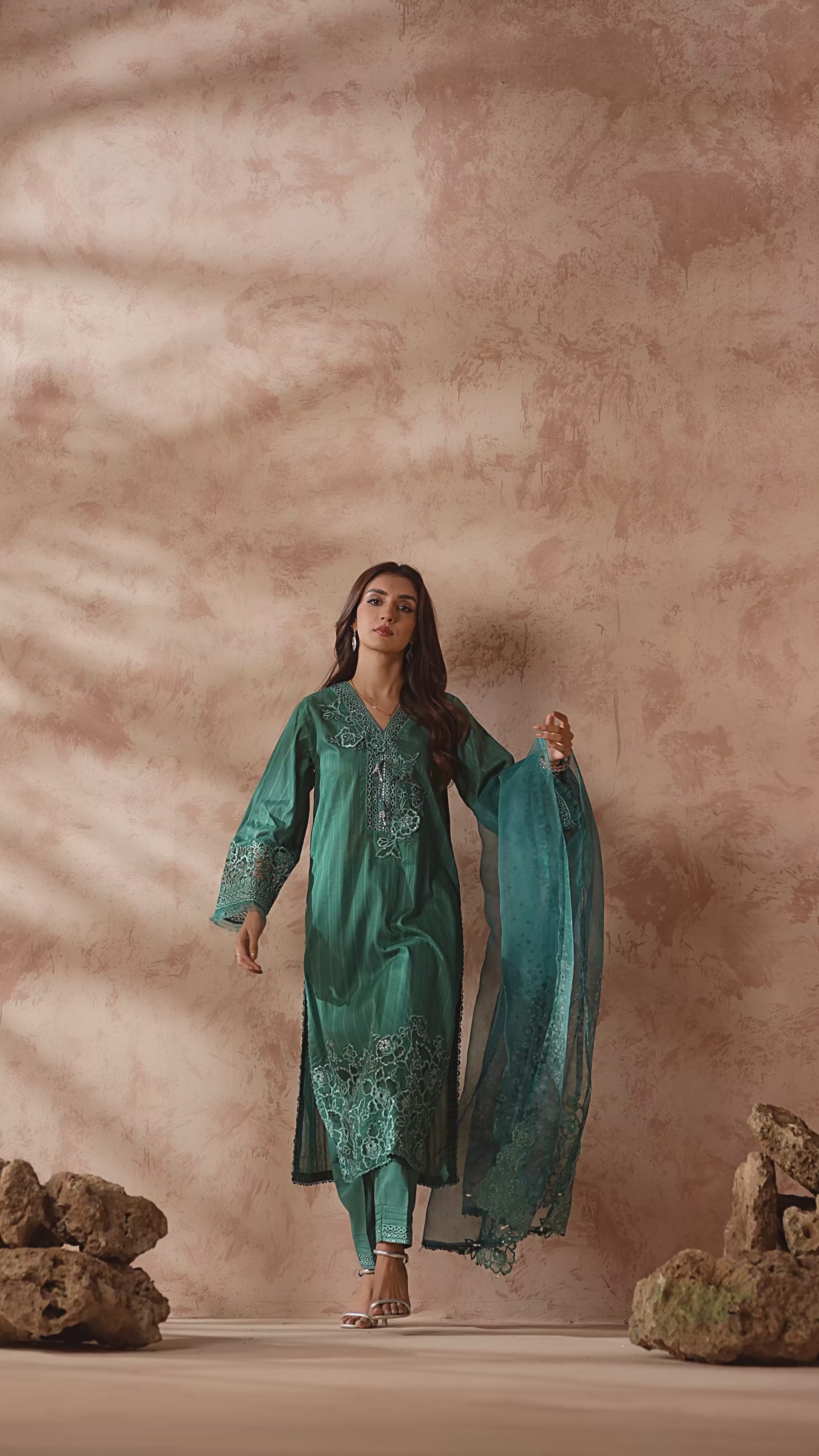 Ellena - 3-PC Stitched Embroidered Suit