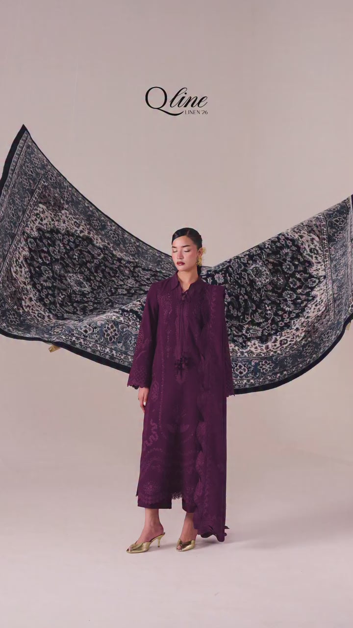 Qalamkar - Qline Linen Collection - QLW-07 MAHEEN - Unstitched