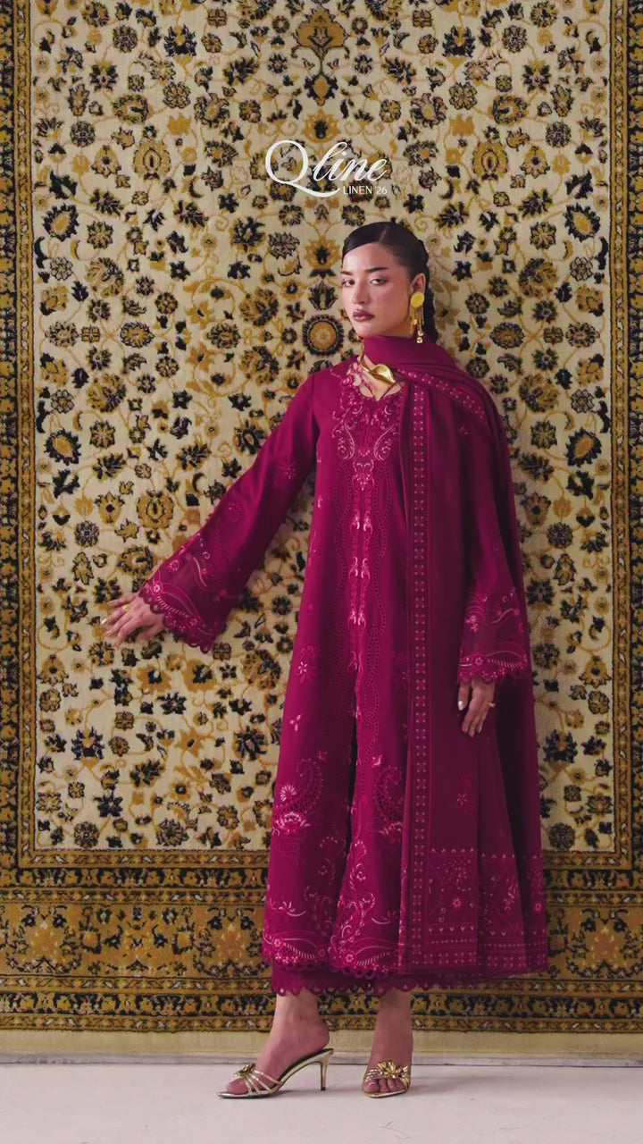 Qalamkar - Qline Linen Collection - QLW-02 ALEENA - Unstitched