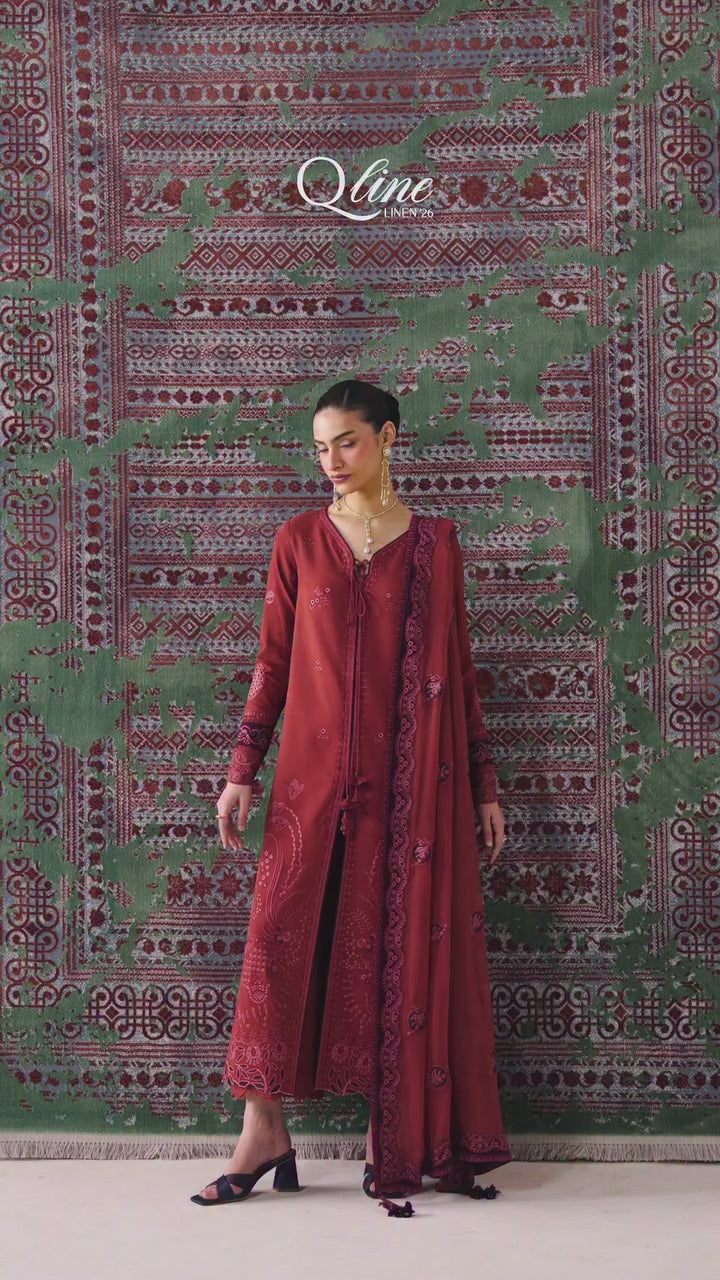 Qalamkar - Qline Linen Collection - QLW-03 ZAIRA - Unstitched