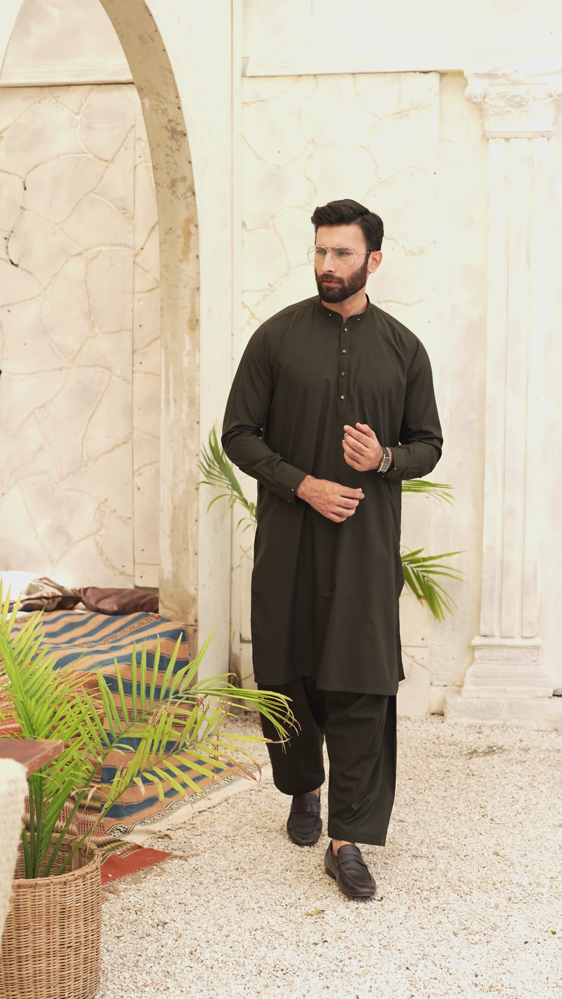 Black Pearl - Wash & Wear | Mehandi Ban Shalwar Kameez