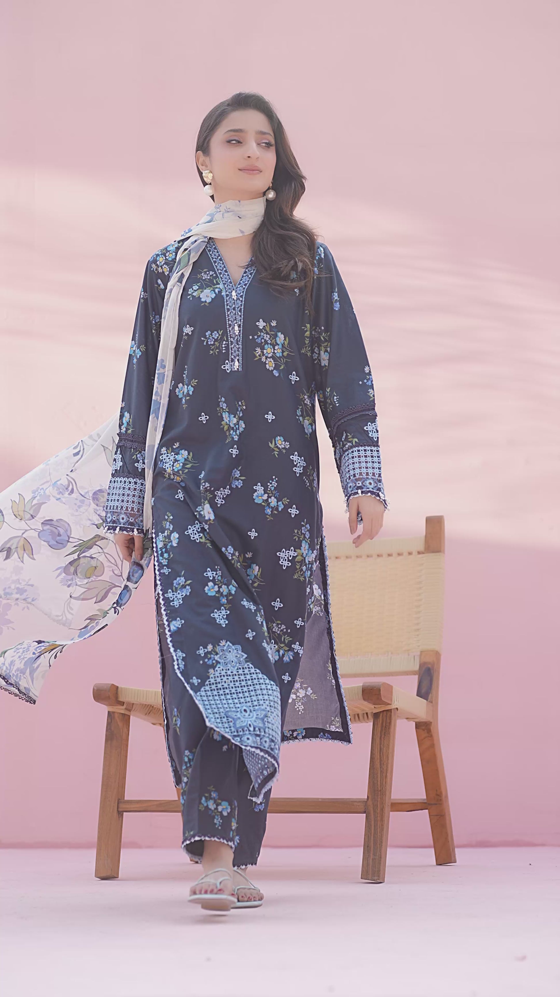 Ellena - 3-PC Stitched Embroidered Suit
