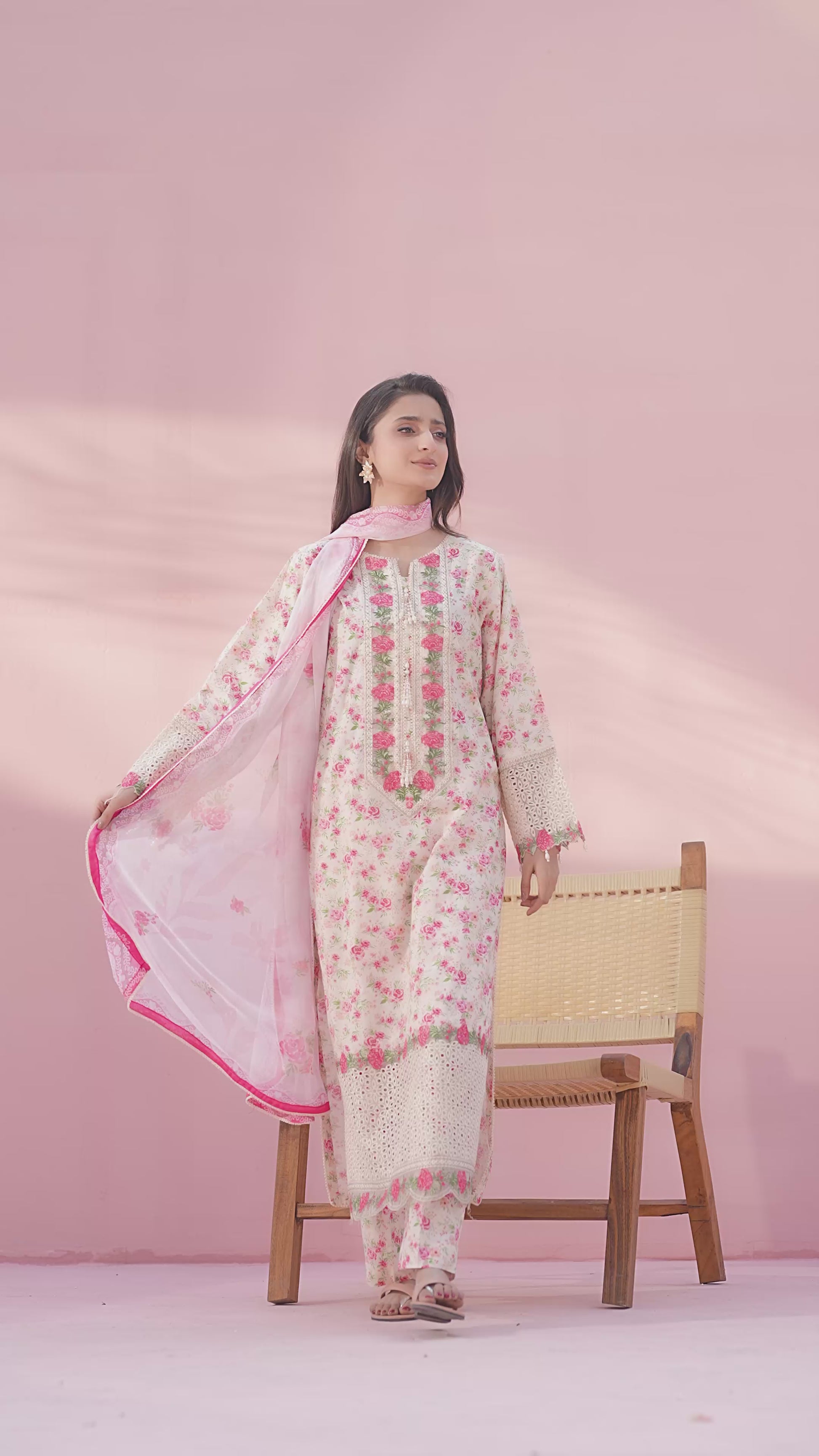 Ellena - 3-PC Stitched Embroidered Suit
