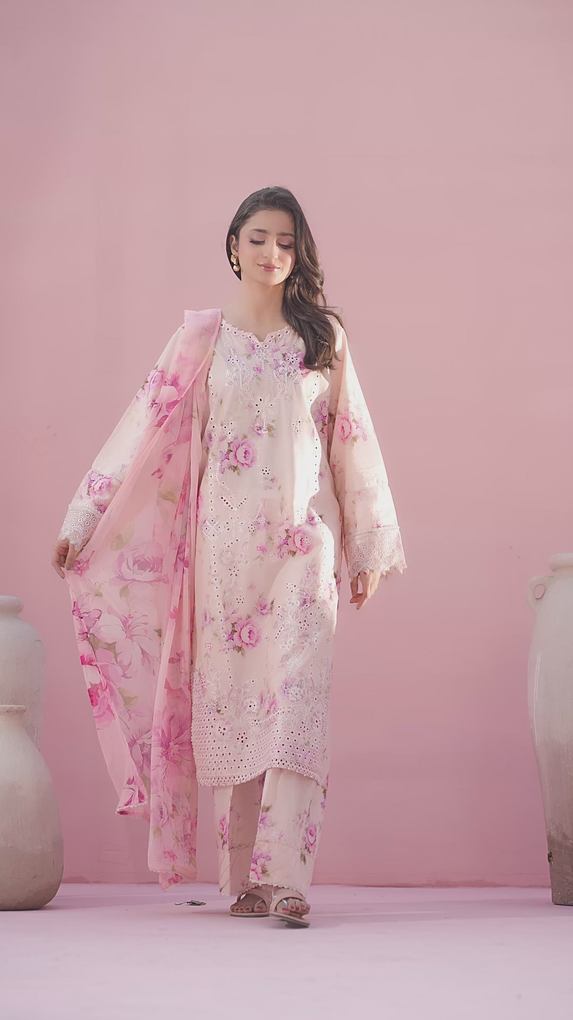 Ellena - 3-PC Stitched Embroidered Suit