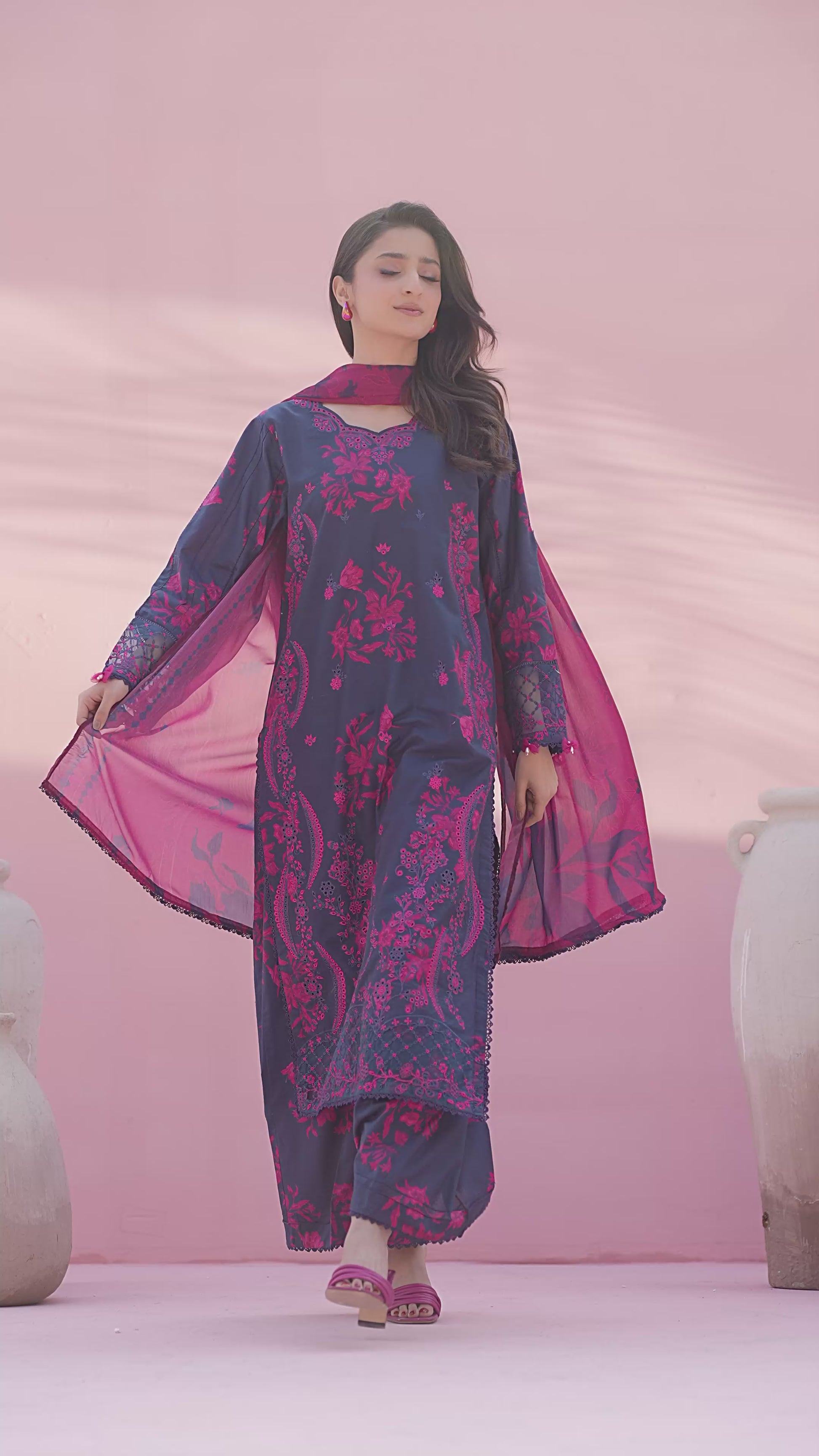 Ellena - 3-PC Stitched Embroidered Suit