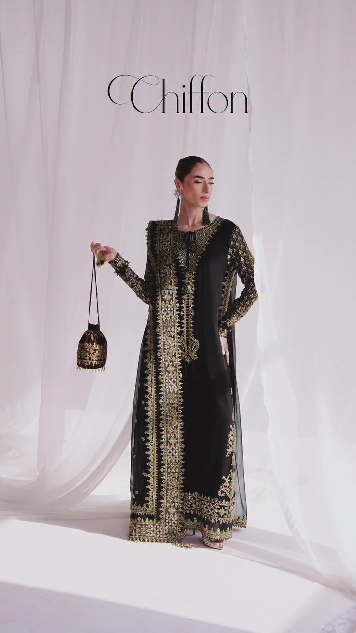 Qalamkar - Chiffon - QCC-06 WALIYA - Unstitched