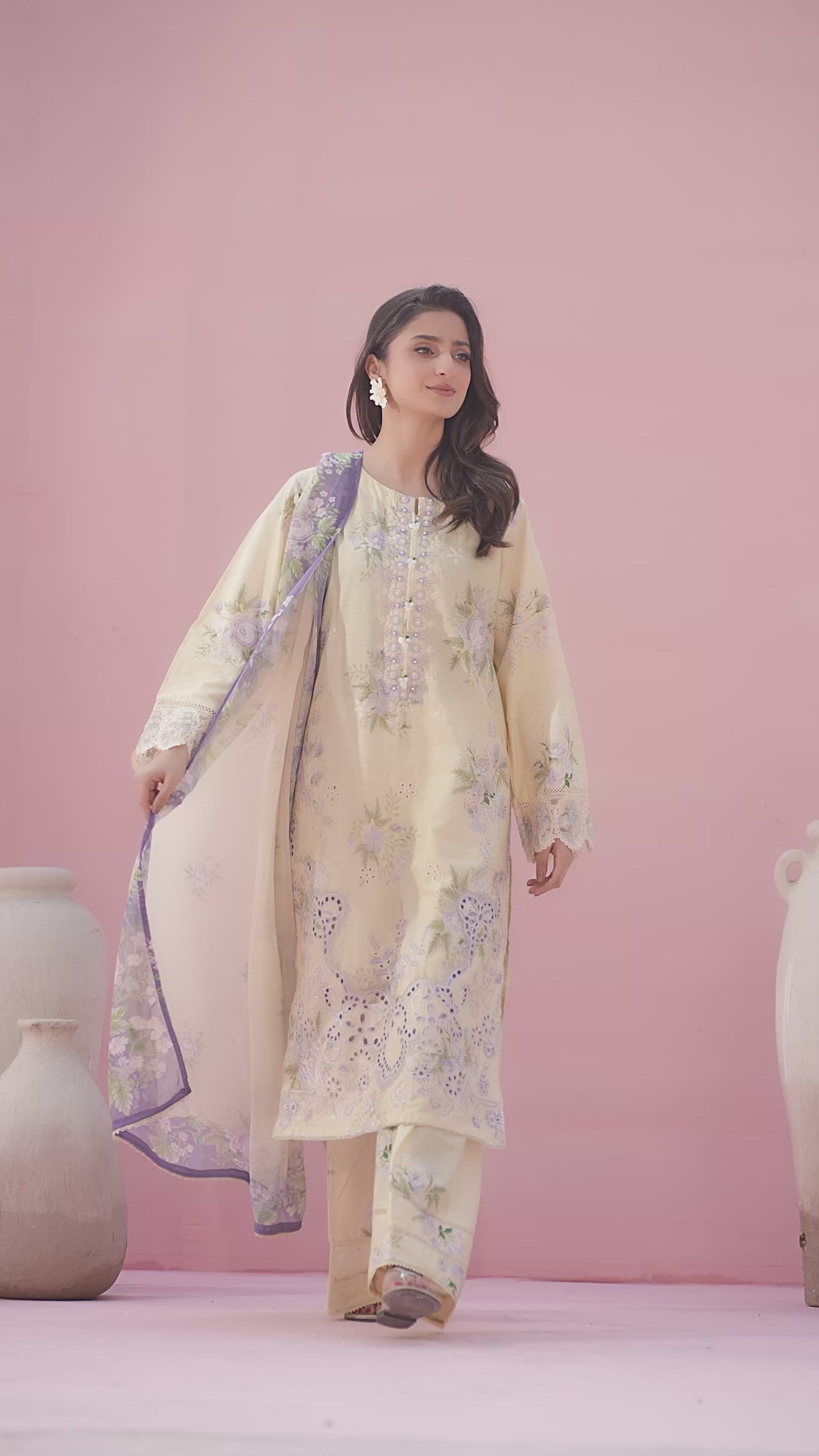 Ellena - 3-PC Stitched Embroidered Suit