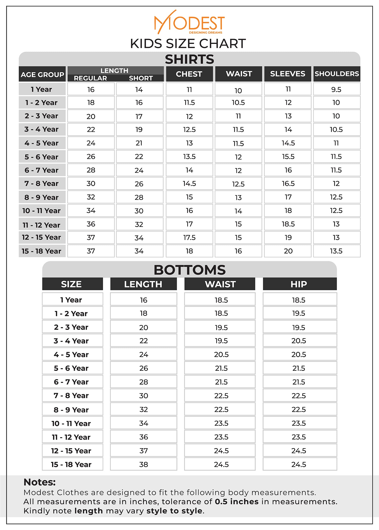 Size Chart