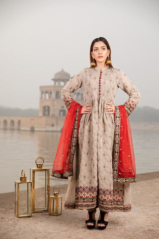 Picture of Ellena - Fancy Embroidered Formal Wear 3 Piece Suit - VJQ298 - Available at Raja Sahib