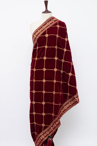 Ellena Fancy Embroidered Shawl Maroon - SH216