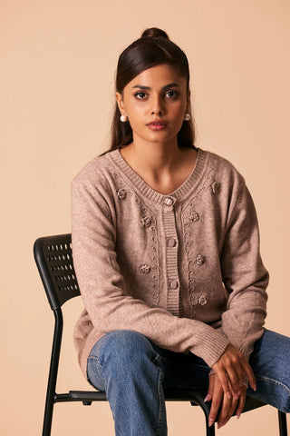 Ellena - Round Neck Cardigan Sweater