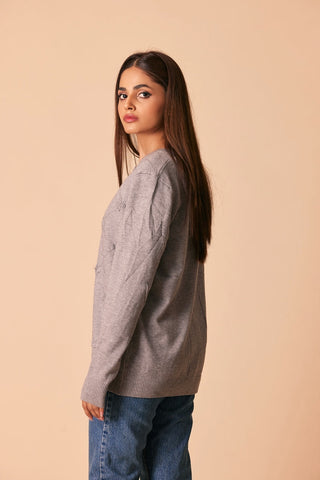 Ellena - Round Neck Cardigan Sweater