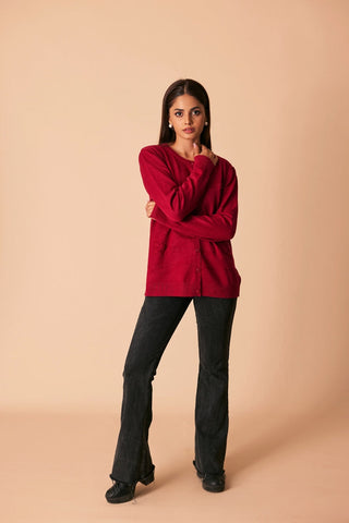 Ellena - Round Neck Cardigan Sweater