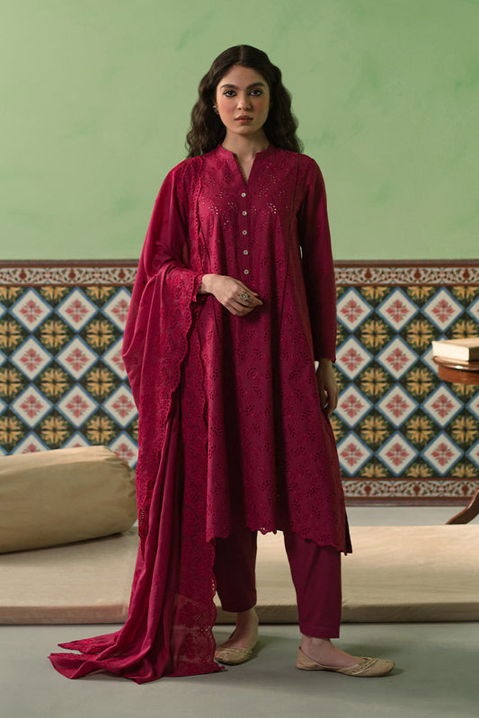 Picture of Cross Stitch - 3 Piece Chikankari Lawn Collection - Cerise Loft - Available at Raja Sahib