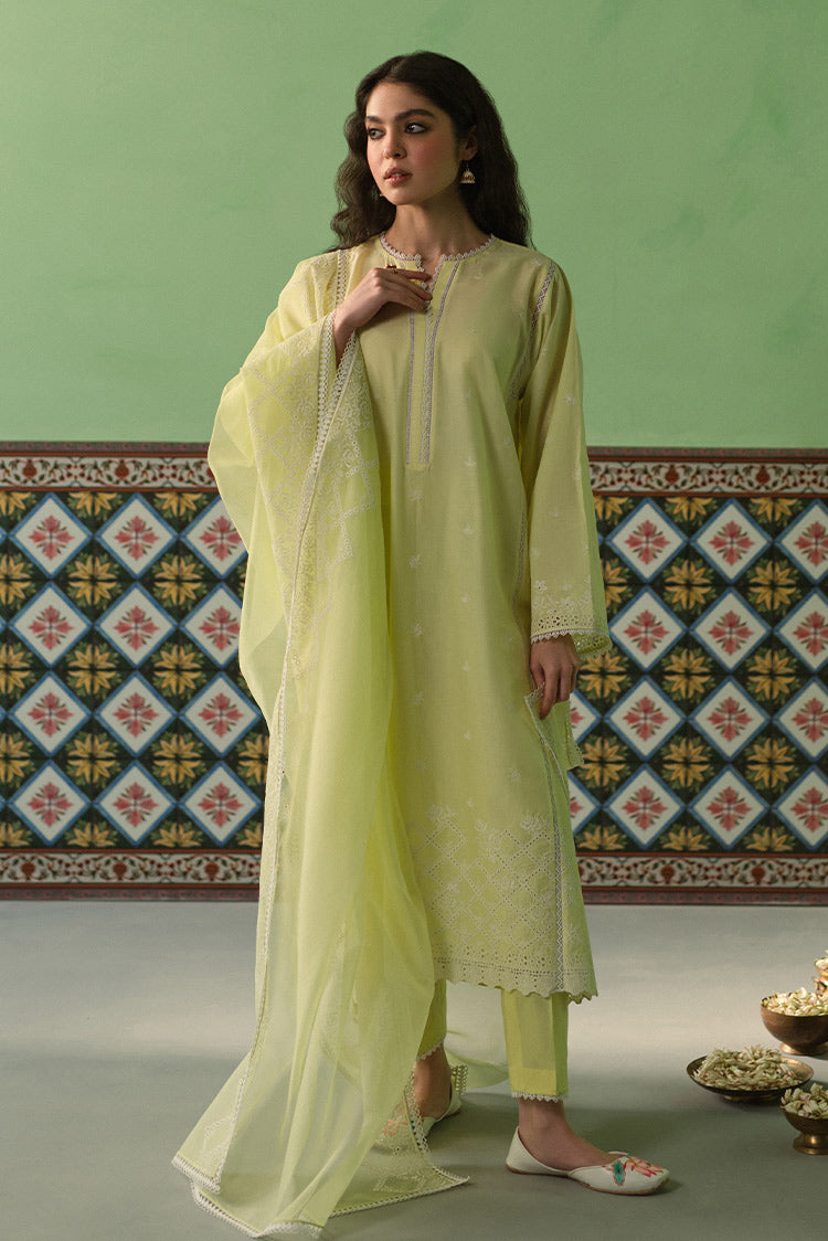 Picture of Cross Stitch - 3 Piece Chikankari Lawn Collection - Daffodil Blane - Available at Raja Sahib