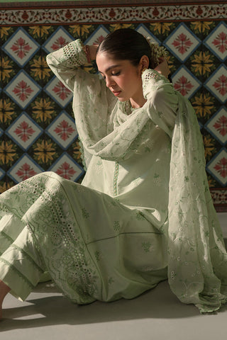 Cross Stitch - 3 Piece Chikankari Lawn Collection - Icy Mint