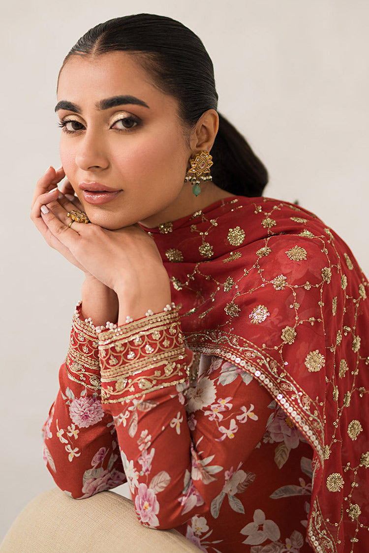 Picture of Cross Stitch - Unstitched Luxury Lawn Collection - Crimson Glow - Available at Raja Sahib