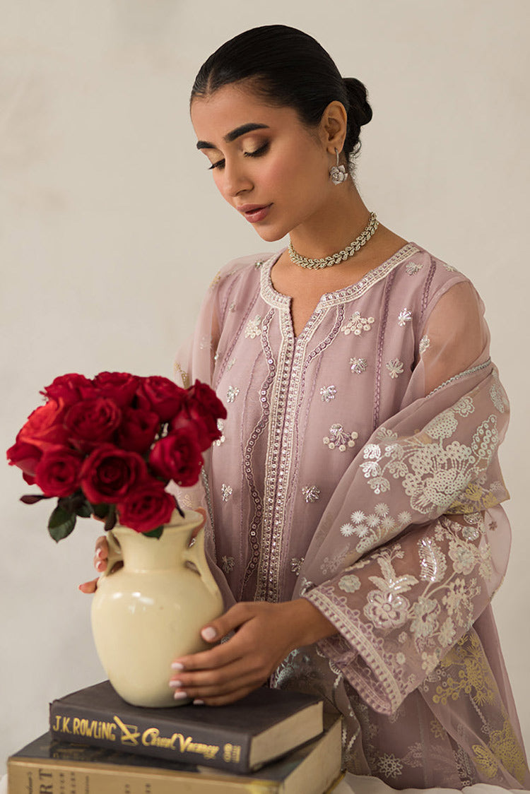 Picture of Cross Stitch - Unstitched Luxury Lawn Collection - Mauve Somber - Available at Raja Sahib