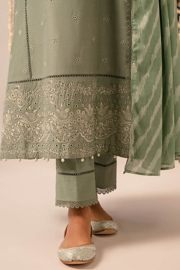 Picture of Cross Stitch - Mahiri Unstitched Embroidered Collection Vol 2 - Sage Green - Available at Raja Sahib