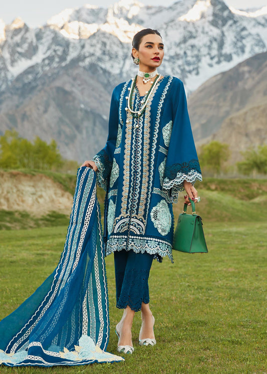 Picture of Crimson - 7A Medley Of Lace Luxury Lawn Collection - Available at Raja Sahib