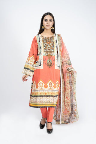 Picture of Printed & Embroidered Lawn Suit - ARN2221 - Available at Raja Sahib