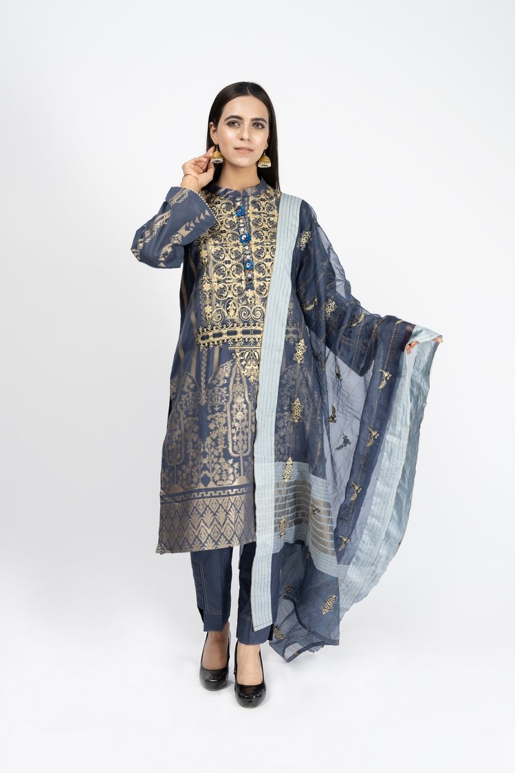 Picture of Embroidered Jacquard Suit - ARN2245 - Available at Raja Sahib