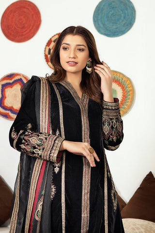 Ellena - Fancy Embroidered Velvet 3-PC Suit - VJQ293