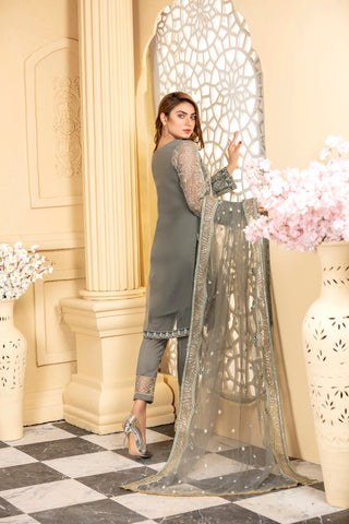 Ellena - 3-PC Stitched Organza Suit