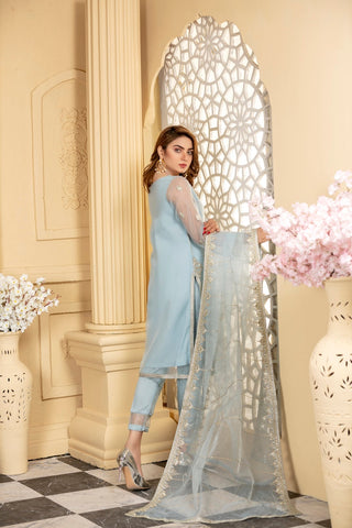 Ellena - 3-PC Stitched Organza Suit