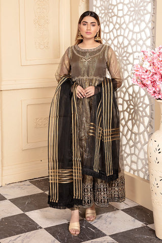 Picture of Ellena - Fancy Embroidered Zari Organza 3-PC Suit - Available at Raja Sahib