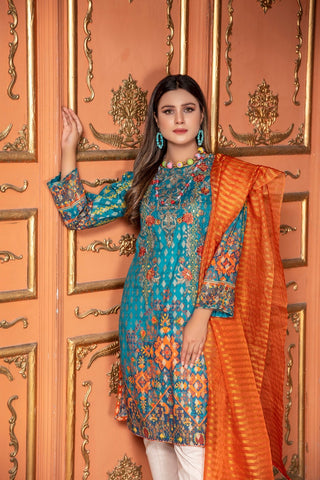 Picture of Ellena - Embroidered Jacquard 3-PC Suit - Available at Raja Sahib