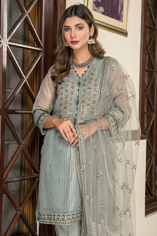 Ellena - Fancy Embroidered Organza 3-PC Suit