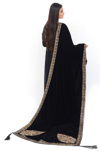 Ellena Fancy Embroidered Shawl Black - SH222