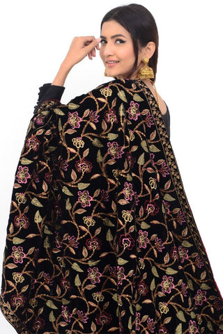 Ellena Fancy Embroidered Shawl Black - SH223