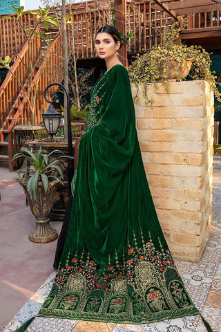 Ellena Fancy Embroidered Shawl - Green - SH-224GR