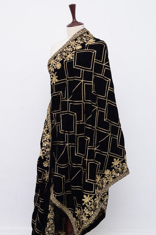 Ellena Fancy Embroidered Shawl Black - VS026