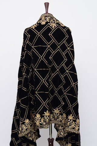 Ellena Fancy Embroidered Shawl Black - VS026