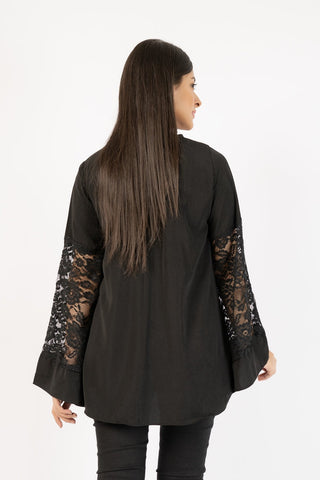 Ellena - Georgette Lace Sleeve Top