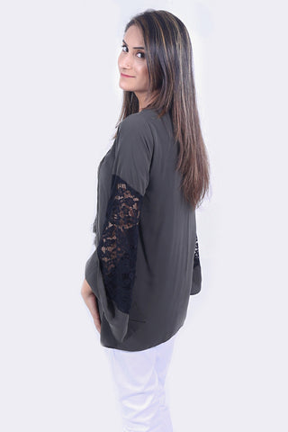 Ellena - Georgette Lace Sleeve Top