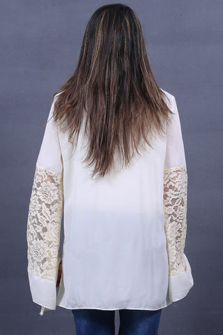 Picture of Ellena - Georgette Lace Sleeve Top - Available at Raja Sahib