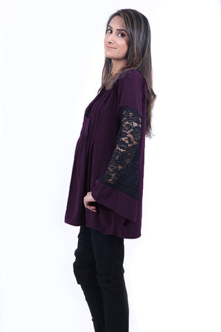 Picture of Ellena - Plain Goergette Top - Available at Raja Sahib