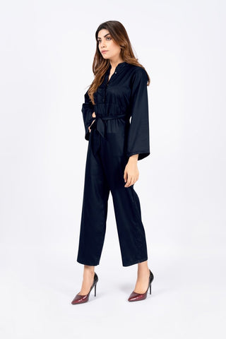 Women's Belted Blue Jumpsuit- Ellena 